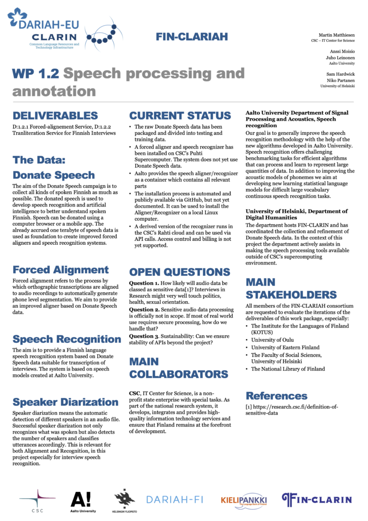 Image of the poster W1.2 Speech processing and annotation