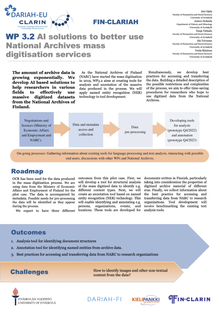 Image of the poster W3.2 AI solutions to better use of National Archives mass digitisation services
